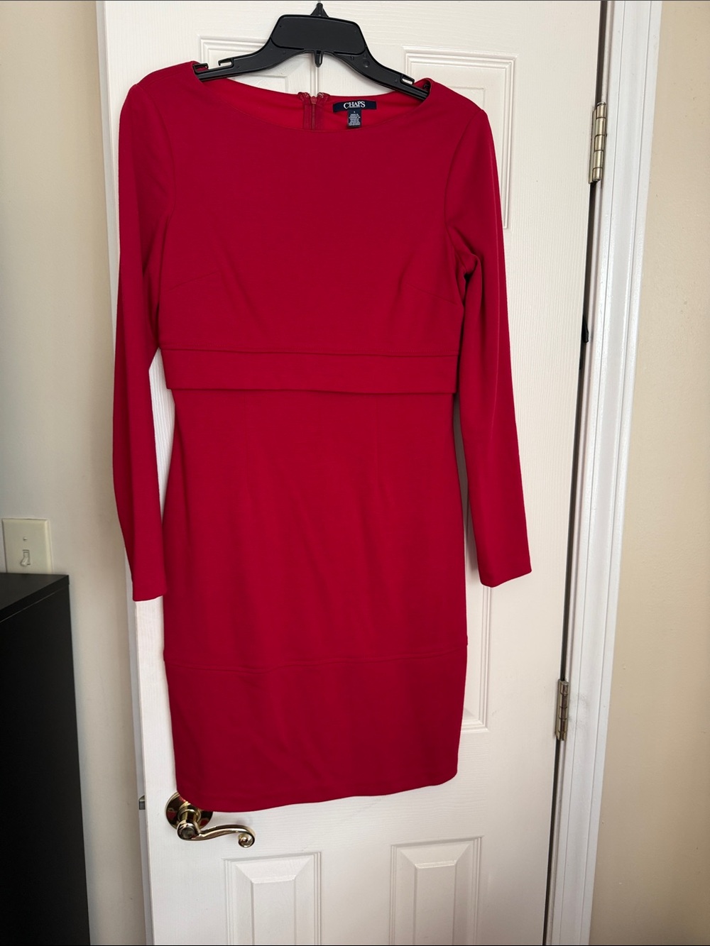 Chaps Red Long-Sleeve Sheath Dress